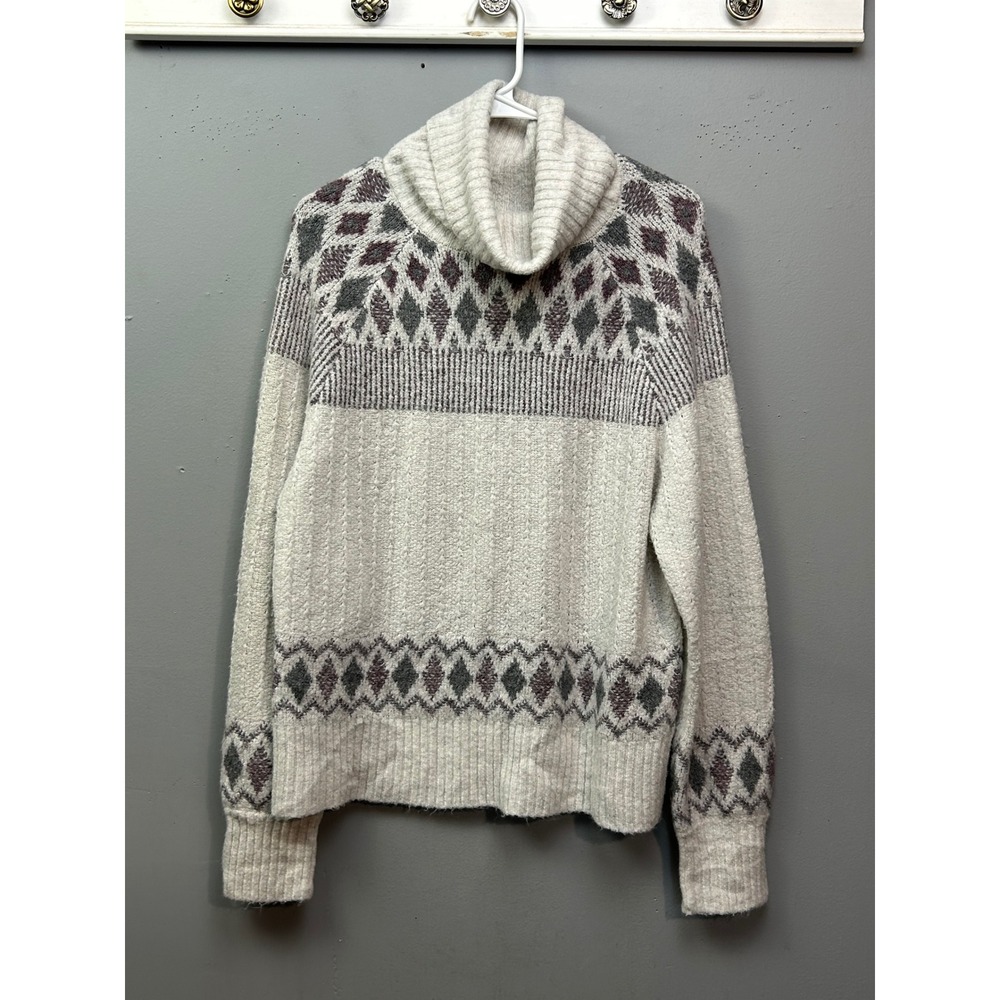 Artelier Nicole Miller Sweater Womens Large Knit Turtleneck Diamond‎ Ivory